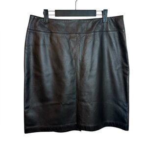 Nwt Ralph Lauren Chestnut Brown Genuine Leather Pencil Skirt